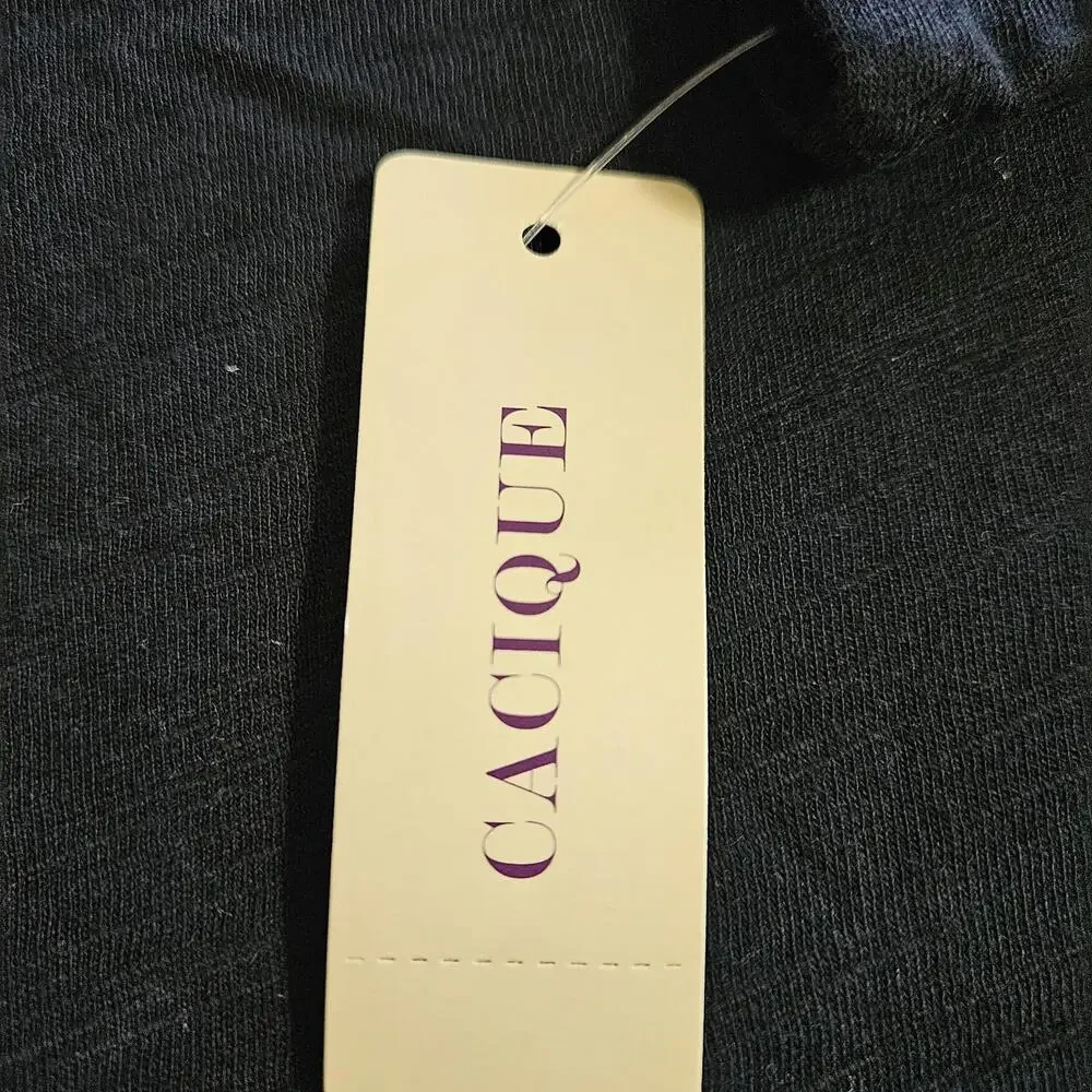 NWT Cacique Sleepwear Women's Size 18/20 Black Cotton Sleep Lounge Shirt - Picture 3 of 8